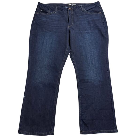 NWOT Lee Jeans Regular Fit Straight Mid Rise Womens Plus Size 20P Stretch Blue - Picture 1 of 11